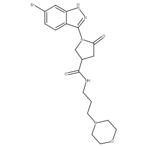 1-(6-bromo-1H-indazol-3-yl)-N-(3-morpholinopropyl)-5-oxo-3-pyrrolidinecarboxamide结构式