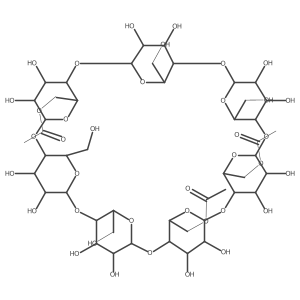 [(1S,3R,5R,6S,8R,10R,11S,13R,15R,16S,18R,20R,21S,23R,25R,26S,28R,30R,31S,33R,35R,36R,37R,38R,39R,40R,41R,42R,43R,44R,45R,46R,47R,48R,49R)-20,25-bis(acetyloxymethyl)-36,37,38,39,40,41,42,43,44,45,46,47,48,49-tetradecahydroxy-10,15,30,35-tetrakis(hydroxymethyl)-2,4,7,9,12,14,17,19,22,24,27,29,32,34-tetradecaoxaoctacyclo[31.2.2.23,6.28,11.213,16.218,21.223,26.228,31]nonatetracontan-5-yl]methyl acetate Structure