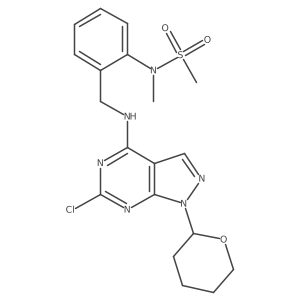 N-(2-(((6-chloro-1-(tetrahydro-2H-pyran-2-yl)-1H-pyrazolo[3,4-d]pyrimidin-4-yl)amino)methyl)phenyl)-N-methylmethanesulfonamide结构式