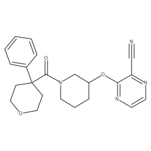 3-((1-(4-phenyltetrahydro-2H-pyran-4-carbonyl)piperidin-3-yl)oxy)pyrazine-2-carbonitrile Structure