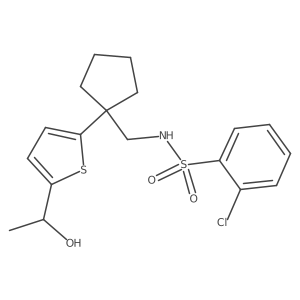 2-chloro-N-((1-(5-(1-hydroxyethyl)thiophen-2-yl)cyclopentyl)methyl)benzenesulfonamide Structure