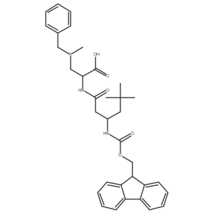 3-[benzyl(methyl)amino]-2-[3-({[(9H-fluoren-9-yl)methoxy]carbonyl}amino)-5,5-dimethylhexanamido]propanoic acid结构式