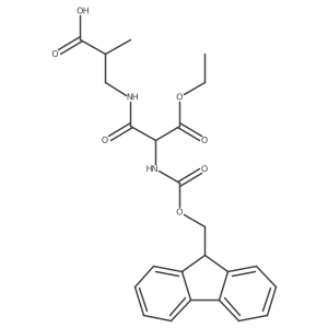 3-[2-(ethyl carboxy)-2-({[(9H-fluoren-9-yl)methoxy]carbonyl}amino)acetamido]-2-methylpropanoic acid Structure