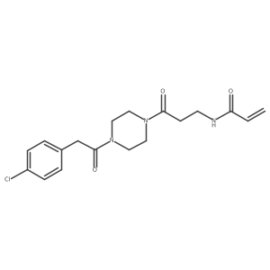 N-(3-{4-[2-(4-chlorophenyl)acetyl]piperazin-1-yl}-3-oxopropyl)prop-2-enamide结构式