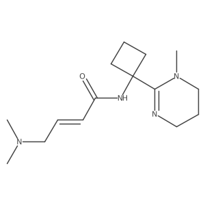 (E)-4-(Dimethylamino)-N-[1-(1-methyl-5,6-dihydro-4H-pyrimidin-2-yl)cyclobutyl]but-2-enamide结构式