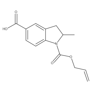 (2R)-2-methyl-1-[(prop-2-en-1-yloxy)carbonyl]-2,3-dihydro-1H-indole-5-carboxylic acid结构式