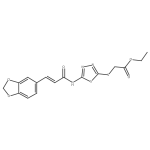(Z)-ethyl 2-((5-(3-(benzo[d][1,3]dioxol-5-yl)acrylamido)-1,3,4-thiadiazol-2-yl)thio)acetate Structure