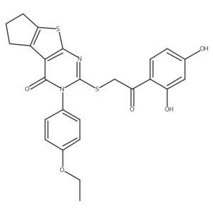 2-[[2-(2,4-Dihydroxyphenyl)-2-oxoethyl]thio]-3-(4-ethoxyphenyl)-3,5,6,7-tetrahydro-4H-cyclopenta[4,5]thieno[2,3-d]pyrimidin-4-one Structure