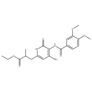 Ethyl 2-((4-amino-5-(3,4-dimethoxybenzamido)-6-oxo-1,6-dihydropyrimidin-2-yl)thio)propanoate Structure