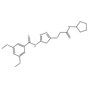 N-[5-[2-(cyclopentylamino)-2-oxo-ethyl]sulfanyl-1,3,4-thiadiazol-2-yl]-3,5-dimethoxy-benzamide Structure