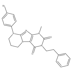 9-(4-bromophenyl)-1-methyl-3-(2-phenylethyl)-1H,2H,3H,4H,6H,7H,8H,9H-pyrimido[1,2-g]purine-2,4-dione结构式