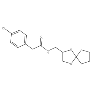 N-(1,4-dioxaspiro[4.4]nonan-2-ylmethyl)-2-(4-chlorophenyl)acetamide Structure