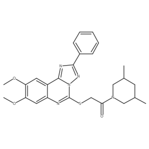 2-({8,9-Dimethoxy-2-phenyl-[1,2,4]triazolo[1,5-c]quinazolin-5-yl}sulfanyl)-1-(3,5-dimethylpiperidin-1-yl)ethan-1-one结构式