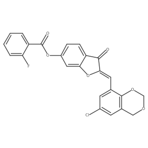 (2Z)-2-[(6-chloro-4H-1,3-benzodioxin-8-yl)methylidene]-3-oxo-2,3-dihydro-1-benzofuran-6-yl 2-fluorobenzoate Structure