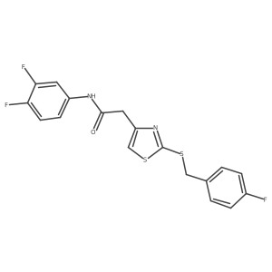 N-(3,4-difluorophenyl)-2-(2-((4-fluorobenzyl)thio)thiazol-4-yl)acetamide结构式