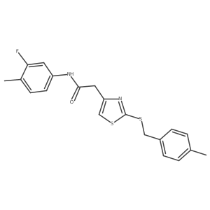 N-(3-fluoro-4-methylphenyl)-2-(2-((4-methylbenzyl)thio)thiazol-4-yl)acetamide结构式