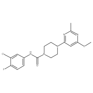 N-(3-chloro-4-fluorophenyl)-4-(6-methoxy-2-methylpyrimidin-4-yl)piperazine-1-carboxamide结构式