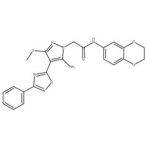 2-(5-amino-3-(methylthio)-4-(3-phenyl-1,2,4-oxadiazol-5-yl)-1H-pyrazol-1-yl)-N-(2,3-dihydrobenzo[b][1,4]dioxin-6-yl)acetamide结构式
