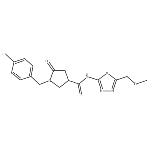 1-(4-chlorobenzyl)-N-[(2E)-5-(methoxymethyl)-1,3,4-thiadiazol-2(3H)-ylidene]-5-oxopyrrolidine-3-carboxamide结构式