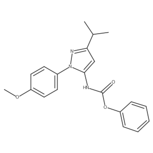 phenyl 3-isopropyl-1-(4-methoxyphenyl)-1H-pyrazol-5-ylcarbamate结构式