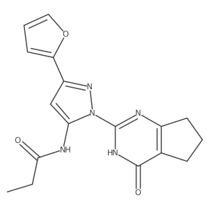 N-(3-(furan-2-yl)-1-(4-oxo-4,5,6,7-tetrahydro-3H-cyclopenta[d]pyrimidin-2-yl)-1H-pyrazol-5-yl)propionamide Structure