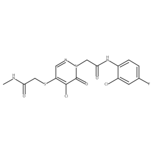2-[(5-chloro-1-{[(2-chloro-4-fluorophenyl)carbamoyl]methyl}-6-oxo-1,6-dihydropyridazin-4-yl)sulfanyl]-N-methylacetamide结构式