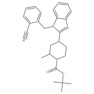 tert-Butyl 4-(1-(2-cyanobenzyl)-1H-benzo[d]imidazol-2-yl)-2-methylpiperazine-1-carboxylate Structure