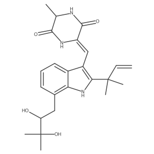 3-[[7-(2,3-dihydroxy-3-methylbutyl)-2-(2-methylbut-3-en-2-yl)-1H-indol-3-yl]methylidene]-6-methylpiperazine-2,5-dione结构式