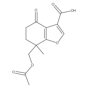 7-[(Acetyloxy)methyl]-4,5,6,7-tetrahydro-7-methyl-4-oxo-3-benzofurancarboxylic acid结构式