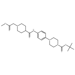 Methyl 4-[[[4-(4-t-butyloxycarbonyl-1-piperazinyl)phenyl]amino]carbonyl]-1-piperidine acetate结构式