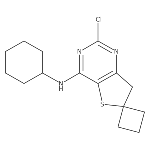 2'-Chloro-N-cyclohexyl-7'H-spiro[cyclobutane-1,6'-thieno[3,2-d]pyrimidin]-4'-amine结构式
