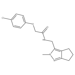 2-(4-chlorophenoxy)-N-((2-methyl-2,4,5,6-tetrahydrocyclopenta[c]pyrazol-3-yl)methyl)acetamide结构式