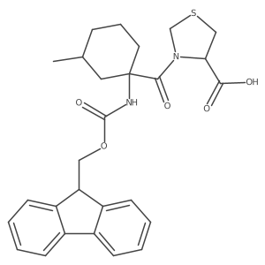 3-[1-({[(9H-fluoren-9-yl)methoxy]carbonyl}amino)-3-methylcyclohexanecarbonyl]-1,3-thiazolidine-4-carboxylic acid结构式
