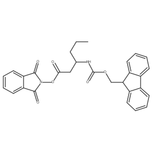 1,3-dioxo-2,3-dihydro-1H-isoindol-2-yl (3S)-3-({[(9H-fluoren-9-yl)methoxy]carbonyl}amino)hexanoate结构式