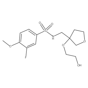 3-fluoro-N-((3-(2-hydroxyethoxy)tetrahydrofuran-3-yl)methyl)-4-methoxybenzenesulfonamide结构式