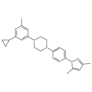 2-cyclopropyl-4-{4-[6-(3,5-dimethyl-1H-pyrazol-1-yl)pyridazin-3-yl]piperazin-1-yl}-6-methylpyrimidine结构式