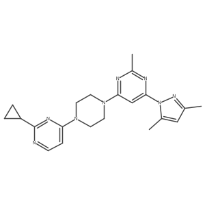 4-[4-(2-cyclopropylpyrimidin-4-yl)piperazin-1-yl]-6-(3,5-dimethyl-1H-pyrazol-1-yl)-2-methylpyrimidine Structure