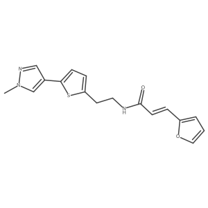 (2E)-3-(furan-2-yl)-N-{2-[5-(1-methyl-1H-pyrazol-4-yl)thiophen-2-yl]ethyl}prop-2-enamide结构式
