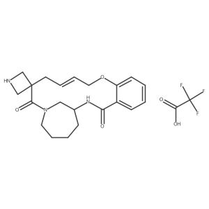 (1S,12Z)-Spiro[10-oxa-2,17-diazatricyclo[15.4.1.04,9]docosa-4,6,8,12-tetraene-15,3'-azetidine]-3,16-dione;2,2,2-trifluoroacetic acid Structure