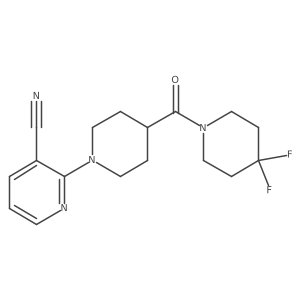 2-[4-(4,4-Difluoropiperidine-1-carbonyl)piperidin-1-yl]pyridine-3-carbonitrile结构式