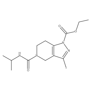 1h-Pyrazolo[4,3-c]pyridine-1-carboxylic acid,4,5,6,7-tetrahydro-3-iodo-5-[[(1-methylethyl)amino]carbonyl]-,ethyl ester结构式
