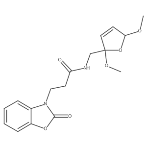 N-[(2,5-dimethoxy-2,5-dihydrofuran-2-yl)methyl]-3-(2-oxo-2,3-dihydro-1,3-benzoxazol-3-yl)propanamide结构式