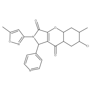 7-chloro-6-methyl-2-(5-methyl-1,2-oxazol-3-yl)-1-pyridin-4-yl-4a,5,6,7,8,8a-hexahydro-1H-chromeno[2,3-c]pyrrole-3,9-dione结构式
