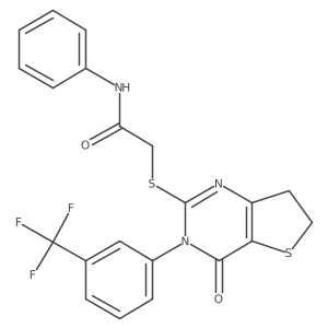 2-((4-oxo-3-(3-(trifluoromethyl)phenyl)-3,4,6,7-tetrahydrothieno[3,2-d]pyrimidin-2-yl)thio)-N-phenylacetamide Structure