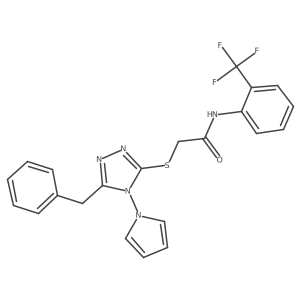 2-{[5-benzyl-4-(1H-pyrrol-1-yl)-4H-1,2,4-triazol-3-yl]sulfanyl}-N-[2-(trifluoromethyl)phenyl]acetamide结构式