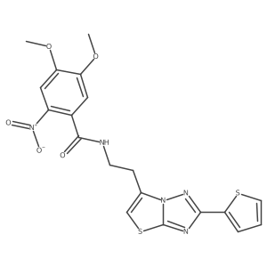 4,5-dimethoxy-2-nitro-N-(2-(2-(thiophen-2-yl)thiazolo[3,2-b][1,2,4]triazol-6-yl)ethyl)benzamide Structure