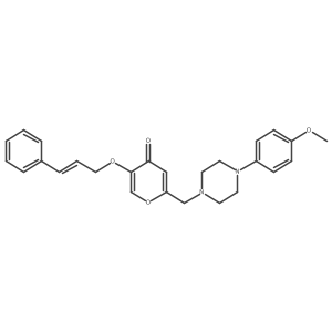 5-(cinnamyloxy)-2-((4-(4-methoxyphenyl)piperazin-1-yl)methyl)-4H-pyran-4-one结构式