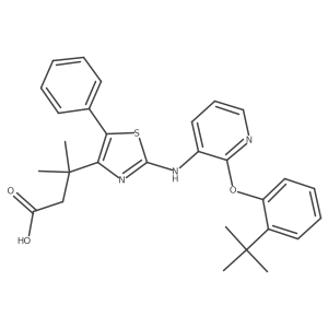 3-(2-((2-(2-(Tert-butyl)phenoxy)pyridin-3-yl)amino)-5-phenylthiazol-4-yl)-3-methylbutanoic acid结构式