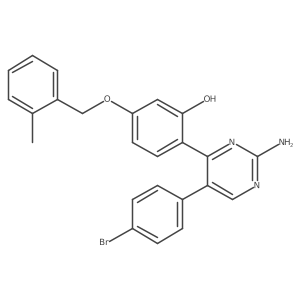 2-[2-Amino-5-(4-bromophenyl)pyrimidin-4-yl]-5-[(2-methylbenzyl)oxy]phenol结构式