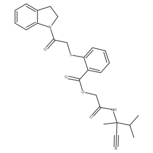 [(1-cyano-1,2-dimethylpropyl)carbamoyl]methyl 2-{[2-(2,3-dihydro-1H-indol-1-yl)-2-oxoethyl]sulfanyl}benzoate结构式